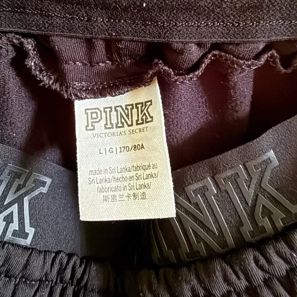 PINK Victoria's Secret Black Joggers with Pink and White Stripes - Picture 4 of 4